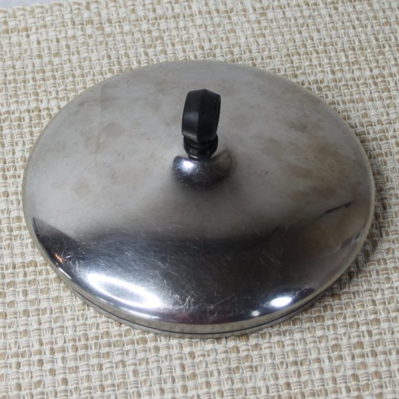 VINTAGE FARBERWARE 7.25" REPLACEMENT LID ONLY STAINLESS BLACK KNOB - Picture 8 of 14